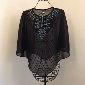 Dress Barn Poncho-dark brown color fabric